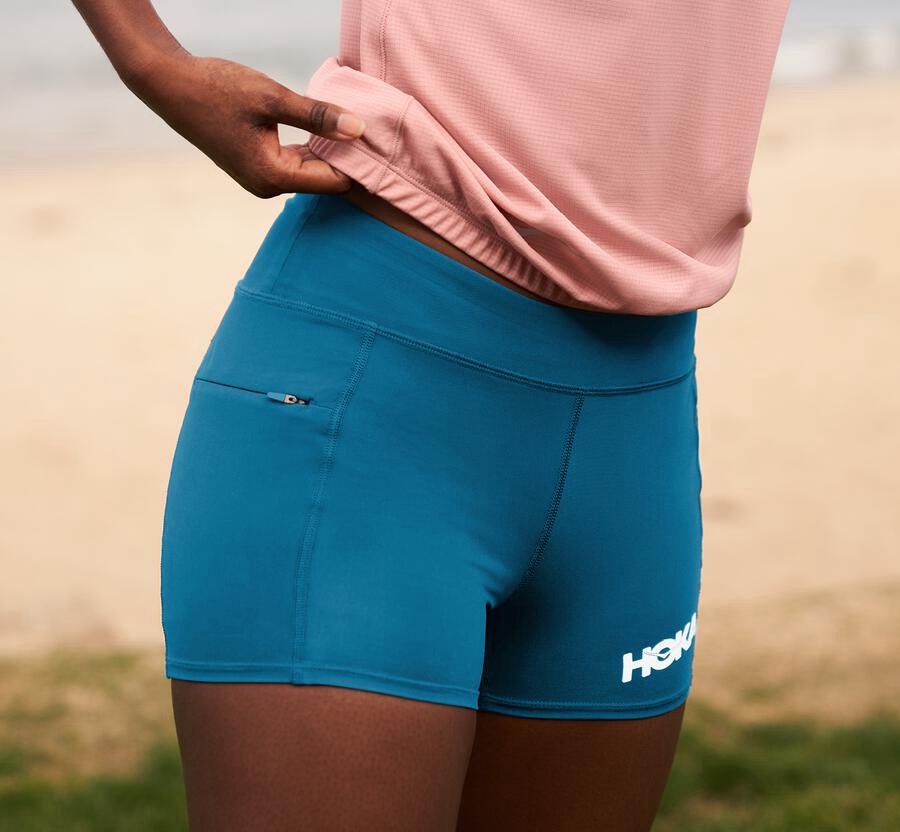 Hoka One One Shorts Dame - Performance Knit - Blå - 560143GOD